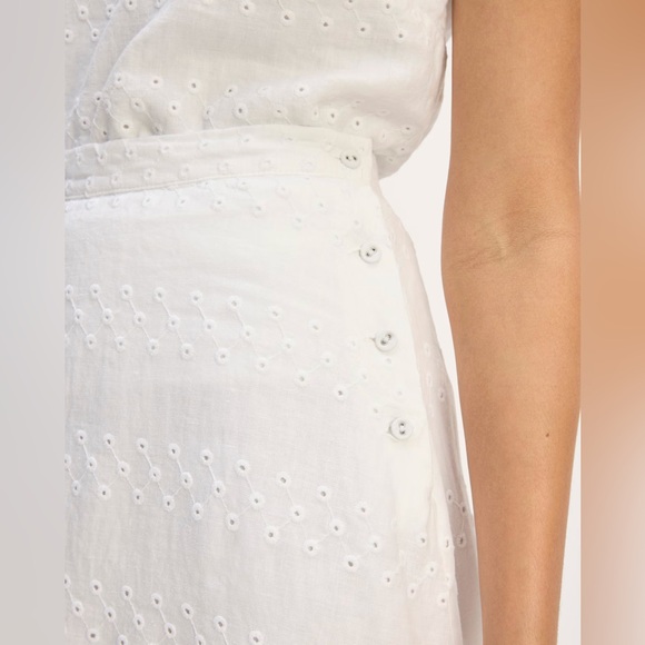 NWT Everlane Linen Eyelet Midi Skirt in White Eyelet, Size 8 - Picture 5 of 7